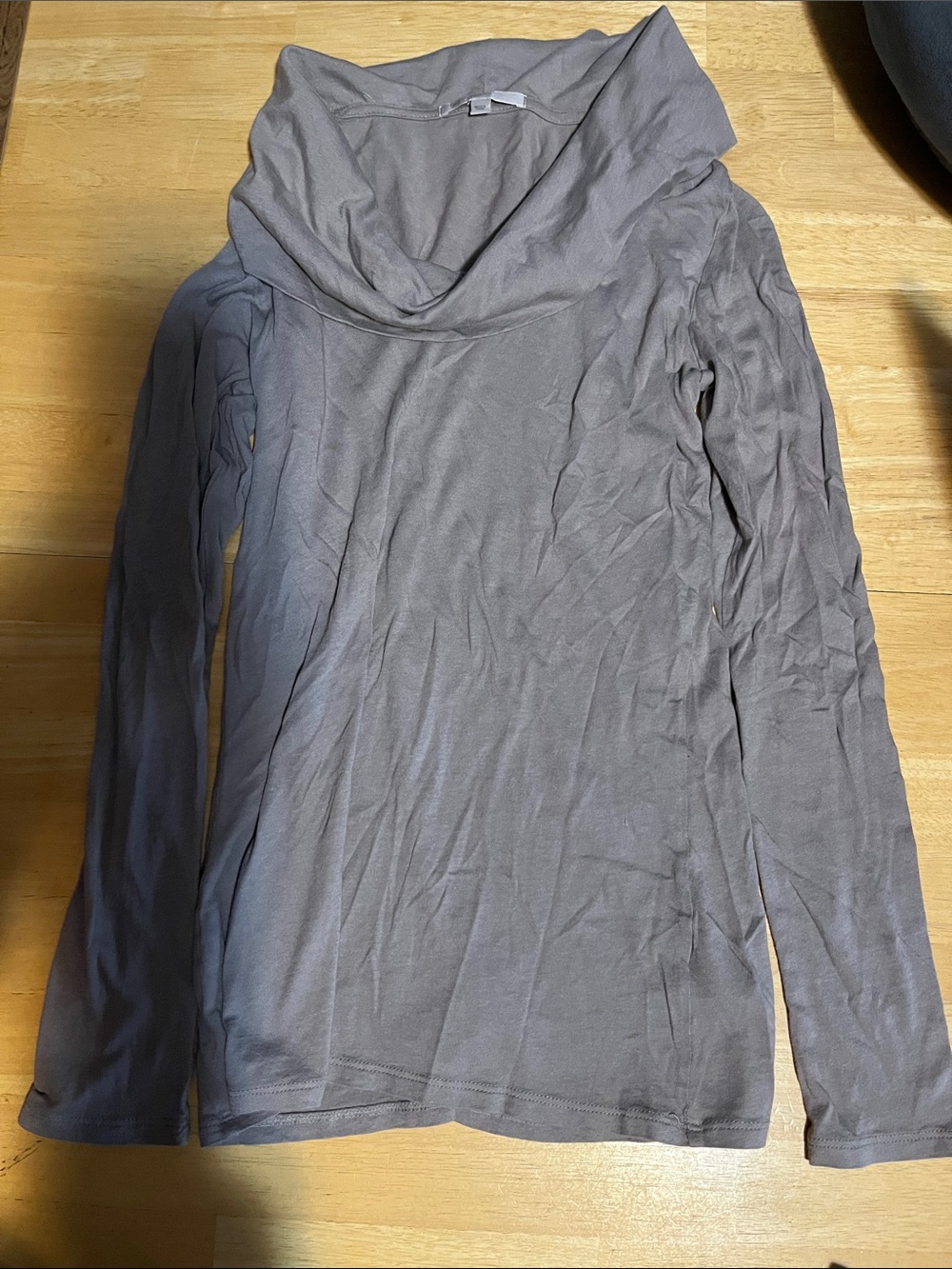 GAP Gray/Tan Cowl Neck Long Sleeve Top Taupe Women’s Small